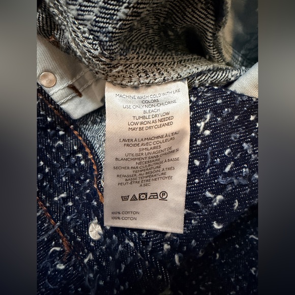 Maeve Anthropologie Tweed Wide Leg Jeans | Dark Blue | Size 10 Tall 35" Inseam - Picture 10 of 13